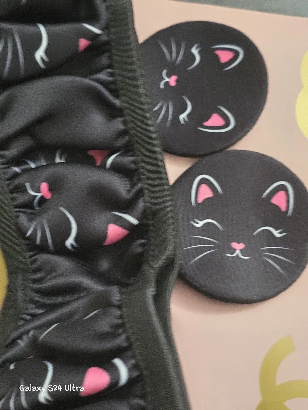 Cat Decor Car 1 Steering Wheel Cover & 2 Coaster (3pc Set) New